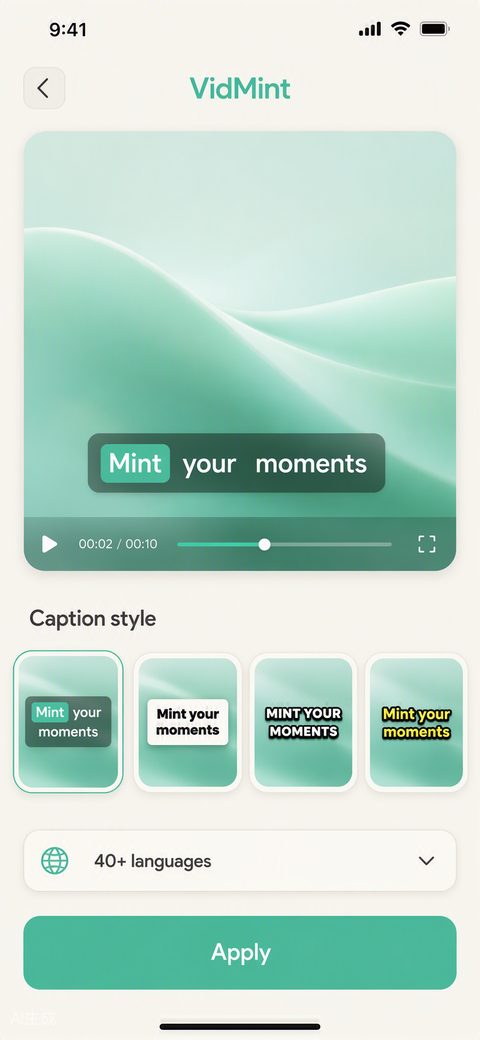 숏폼 위에 애니메이션 자막을 생성하는 VidMint 자동 자막